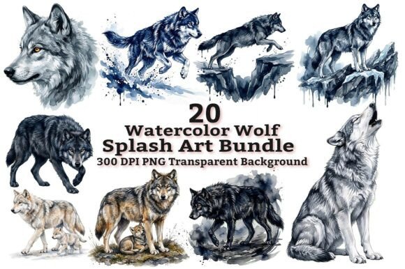 Download Watercolor Wolf Splash Art Clipart - Art Collection