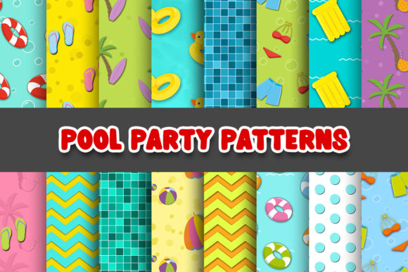 Download Pool Party Digital Paper Patterns - Art Collection