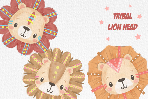 Download Cute Tribal Lion Head Clipart Set - Art Collection