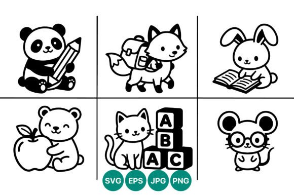 Download Cute Kids Animal Line Art Vector - Art Collection