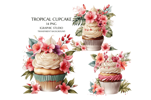 Download Tropical Floral Cupcake Clipart, - Art Collection