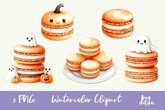 Download Macarons PNG Halloween Ghost Cafe - Halloween Collection