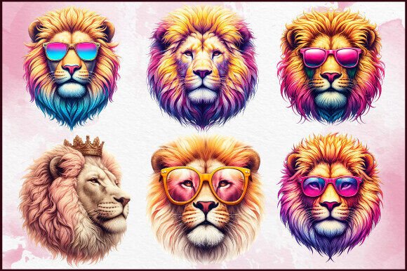 Download Multicolor Lion Head Art Bundle Clipart - Art Collection