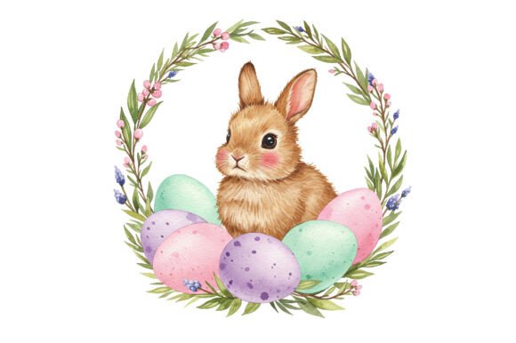 Download Easter Bunny Floral Wreath Clipart - Art Collection