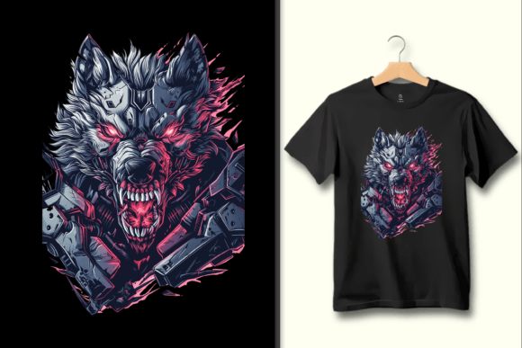 Download Cybernetic Wolf PNG T-Shirt Graphics Art - Art Collection