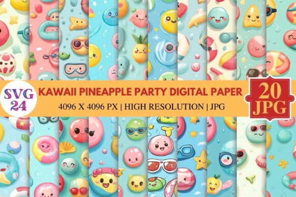 Download Kawaii Pool Party Digital Paper - Art Collection