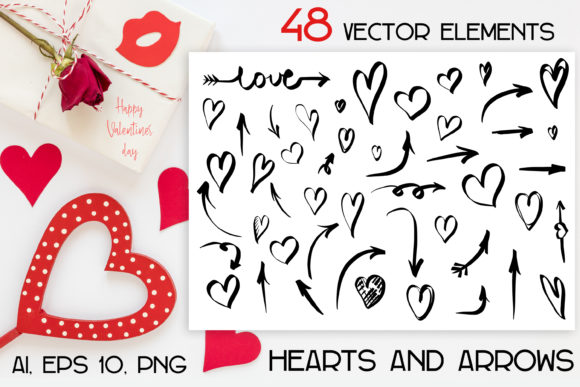 Download Vector Doodle Hearts and Arrows Bundle - Art Collection
