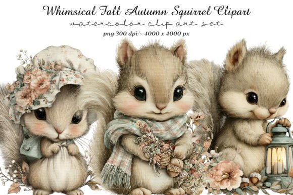 Download Whimsical Fall Autumn Squirrel Clipart - Art Collection