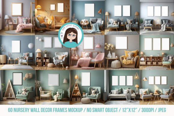 Download 60 Wall Art Frames Nursery Mockup - Art Collection