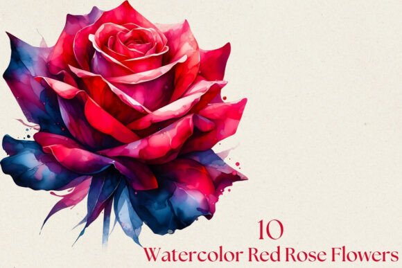 Download Watercolor Red Rose Flower PNG Clipart - Art Collection