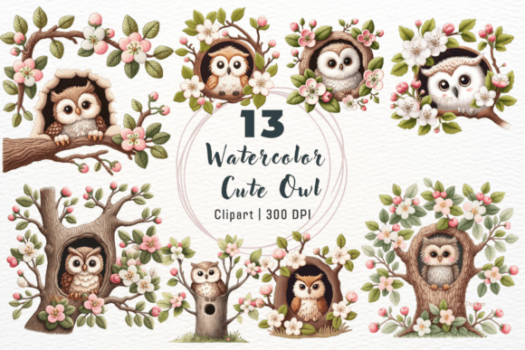 Download Watercolor Cute Owl Clipart - Art Collection
