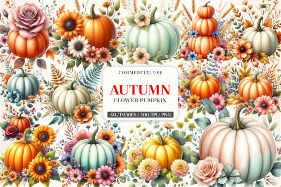 Download Watercolor Autumn Flower Pumpkin Clipart - Art Collection
