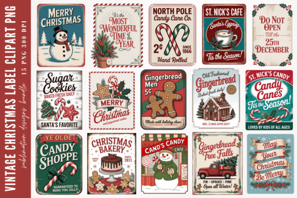 Download Vintage Christmas Label Clipart PNG Desin - Art Collection
