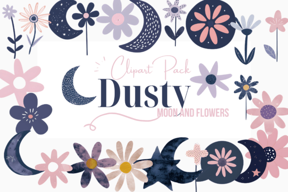 Download Minimalist Moon and Flowers Clipart - Art Collection
