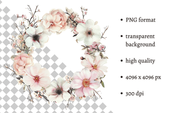 Download Watercolor Spring Floral Wreath Clipart - Art Collection
