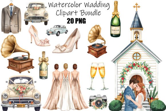 Download Vintage Wedding Clipart Bundle - Art Collection