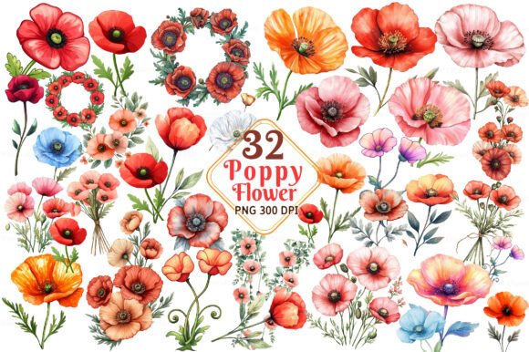 Download Poppy Flower Watercolor Cliparts - Art Collection