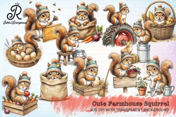 Download Cute Farmhouse Squirrel Clipart - Art Collection