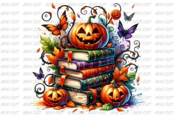 Download Watercolor Halloween Books Clipart - Halloween Collection