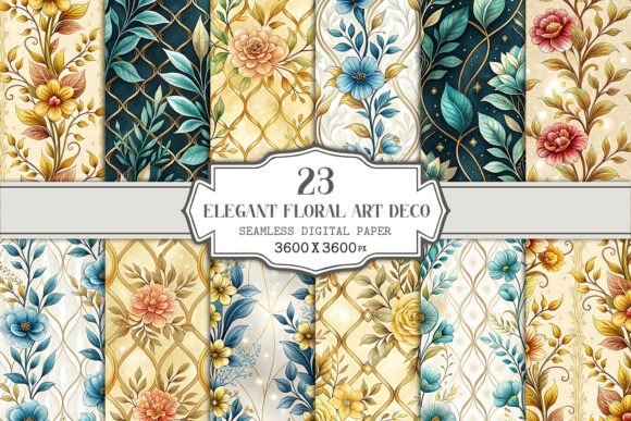 Download Elegant Floral Art Deco Seamless Pattern - Art Collection