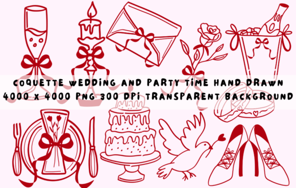 Download Coquette Wedding and Party Hand Drawn - Art Collection
