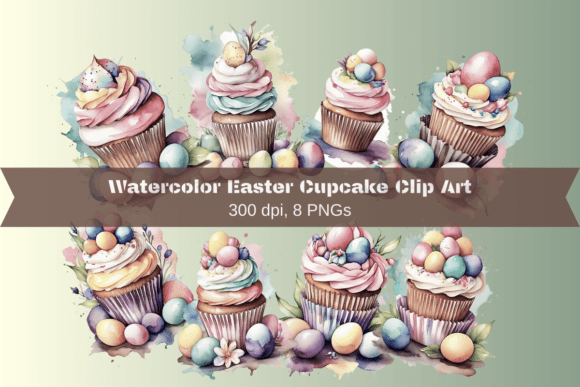 Download Watercolor Easter Cupcake Clipart - Premium Resources