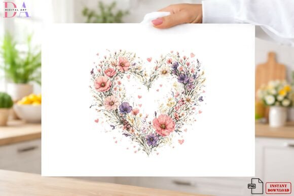 Download Watercolor Wildflower Heart Png - Art Collection