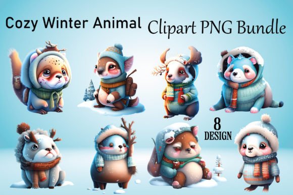 Download Cozy Winter Animal Clipart PNG Bundle - Art Collection