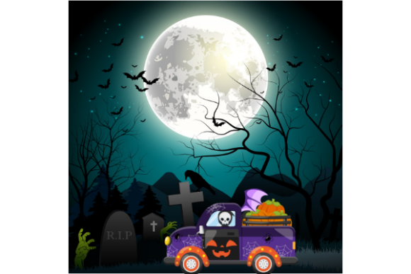 Download Spooky Skeleton Truck Halloween Scenes - Halloween Collection