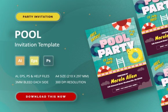 Download Pool - Party Invitation - Art Collection