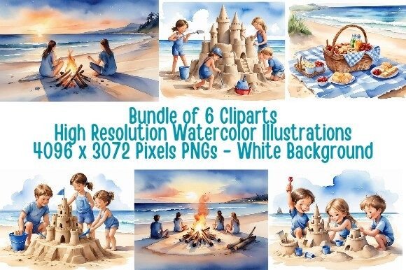 Download Beach Bliss Watercolor Clipart Bundle - Art Collection