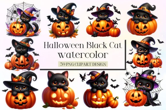 Download Halloween Black Cat Pumpkin Clipart PNG - Halloween Collection