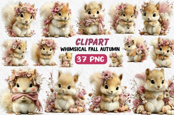Download Whimsical Fall Autumn Squirrel Clipart - Art Collection