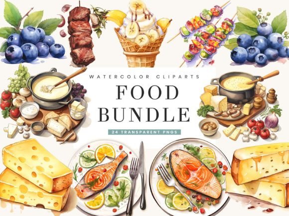 Download Watercolor Food Bundle Clipart Bundle - Art Collection