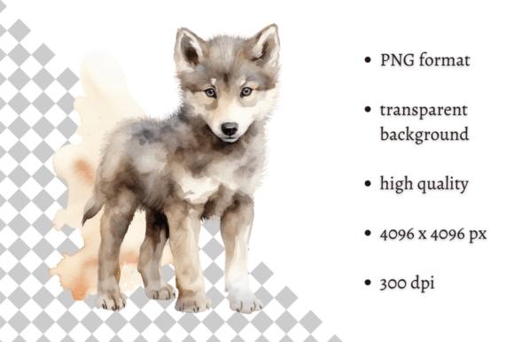 Download Watercolor Woodland Baby Wolf Clipart - Art Collection