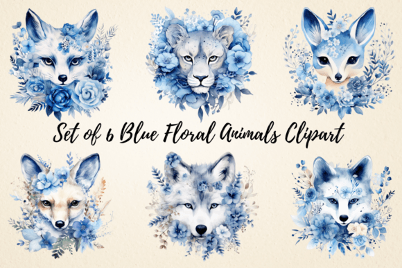 Download Blue Floral Animals Watercolor Clipart - Art Collection