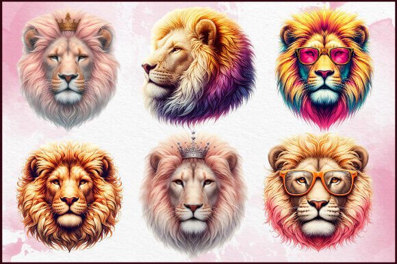 Download Colorful Majestic Lion Head Art Pack - Art Collection