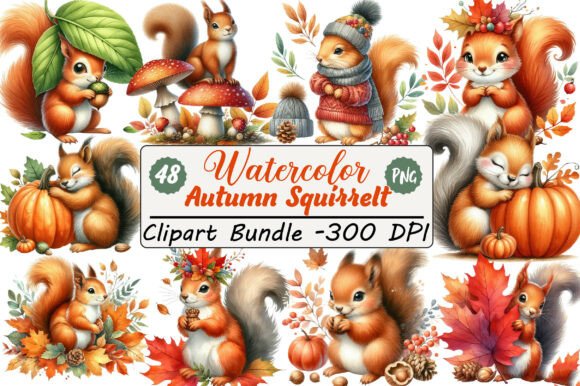Download Watercolor Autumn Squirrel Clipart - Art Collection