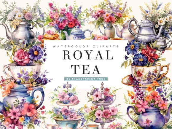 Download Watercolor Royal Tea Clipart Bundle - Art Collection