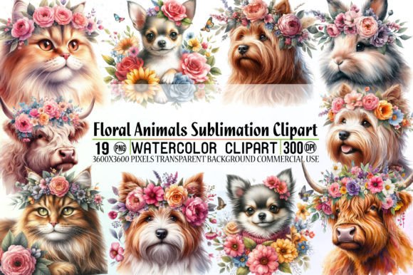 Download Floral Animals Sublimation Clipart - Art Collection