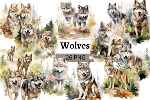 Download Watercolor Wolf Clipart Bundle - Art Collection