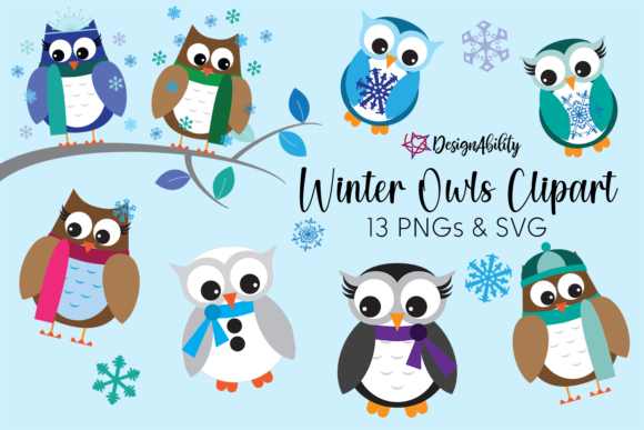 Download Winter Owls Clipart Set - Art Collection