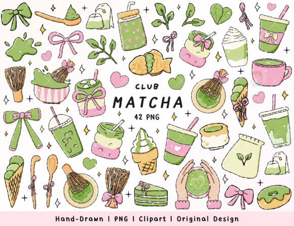 Download Matcha Green Tea Clipart PNG Bundle Set - Art Collection