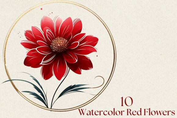 Download Watercolor Red Flower PNG Clipart Design - Art Collection