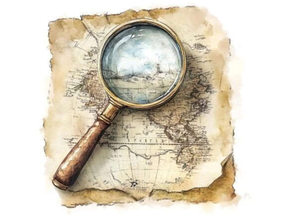 Download 10 Magnifying Glass Vintage Map Clipart - Art Collection