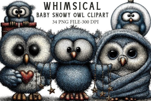Download Whimsical Baby Snowy Owl Clipart - Art Collection