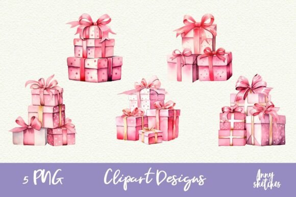 Download 5 Pink Christmas Gifts Coquette Clipart - Art Collection