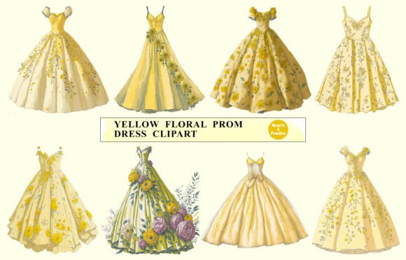 Download Yellow Floral Prom Dress Clipart - Art Collection