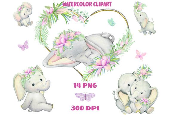 Download Baby Elephant Watercolor Clipart, Girl W - Art Collection