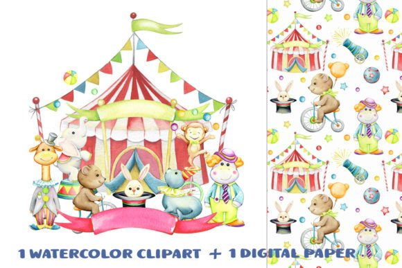 Download Circus Watercolor, Animals Clipart, Carn - Art Collection
